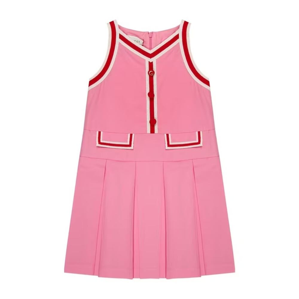 Gucci Girls Pink Pleated Cotton Poplin Dress Size 12 Italy $695